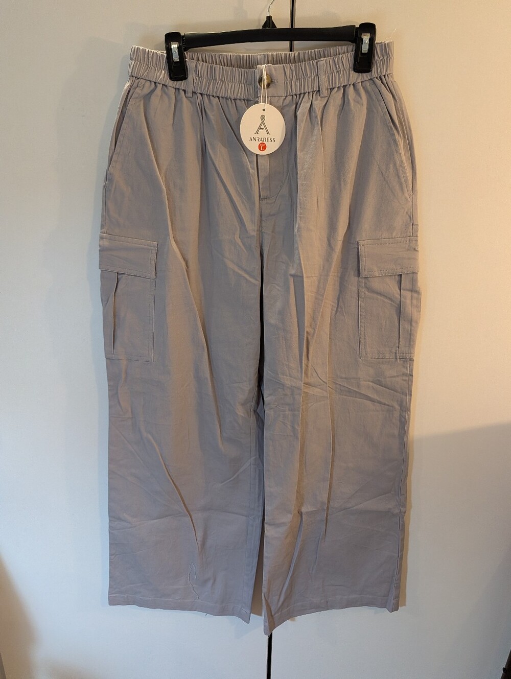 Anrabess Women's Large Cargo Pants - Light Gray NWT
